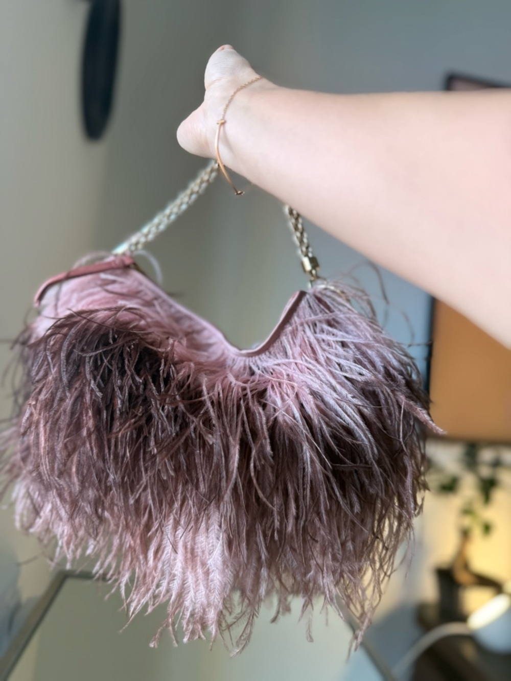 EUC JIMMY CHOO Callie Dégradé Ostrich Feather Clutch Bag $1,895 - Picture 9 of 16